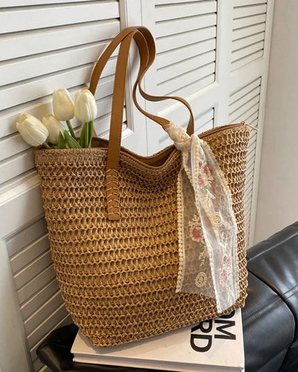 Clara™ | Handmade Woven Tote Bag Khaki 32x14x33cm