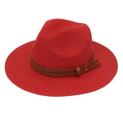 Breathable Straw Panama Sun Hat Red Hats