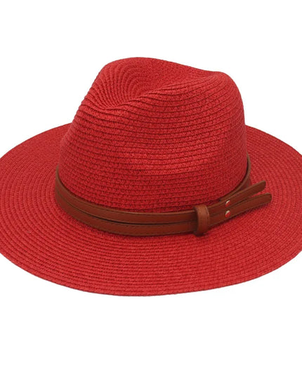 Breathable Straw Panama Sun Hat Red Hats
