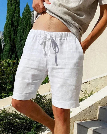 Men’s Cotton-Linen Breathable Street Shorts White Shorts
