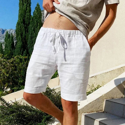 Men’s Cotton-Linen Breathable Street Shorts White Shorts