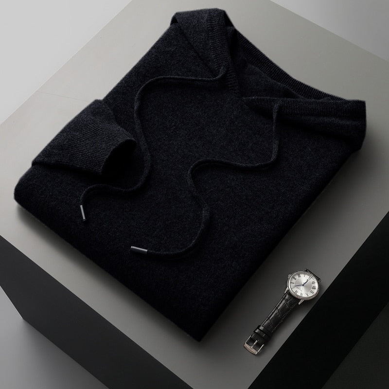 Premium Merino Wool Hoodie Black Merino Wool Hoodie