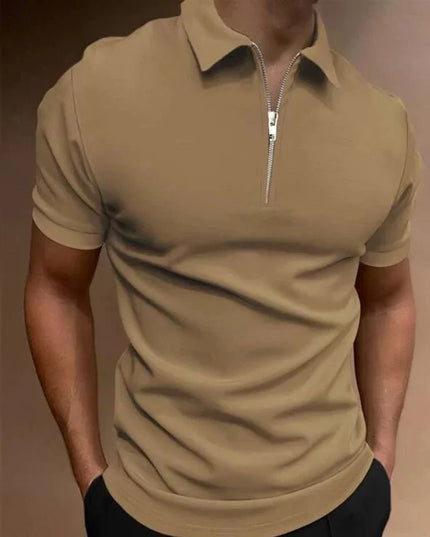 Dylan™ | Casual Zip-up Polo Shirt Khaki