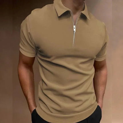 Dylan™ | Casual Zip-up Polo Shirt Khaki