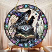 Moonlit Witch & Broom Acrylic Suncatcher 6 Halloween Decorations