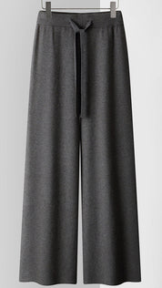Capri Knit Trousers – Cashmere-Blend Wide-Leg Pants Dark Gray Trousers