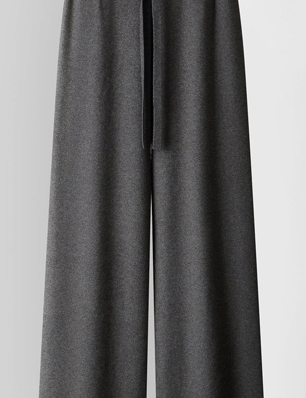 Capri Knit Trousers – Cashmere-Blend Wide-Leg Pants Dark Gray Trousers