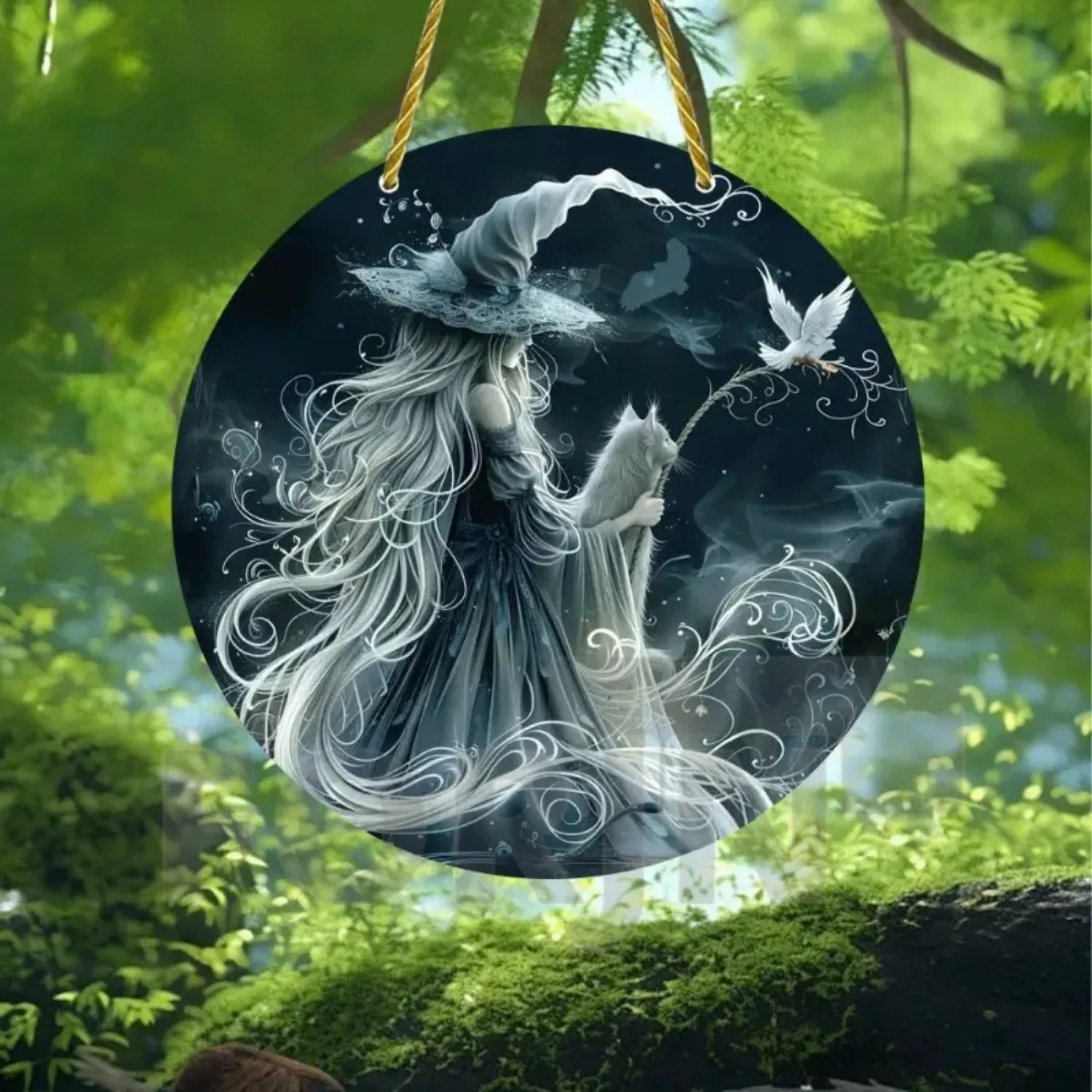 Moonlit Witch & Broom Acrylic Suncatcher 8 Halloween Decorations