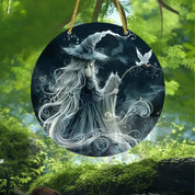 Moonlit Witch & Broom Acrylic Suncatcher 8 Halloween Decorations