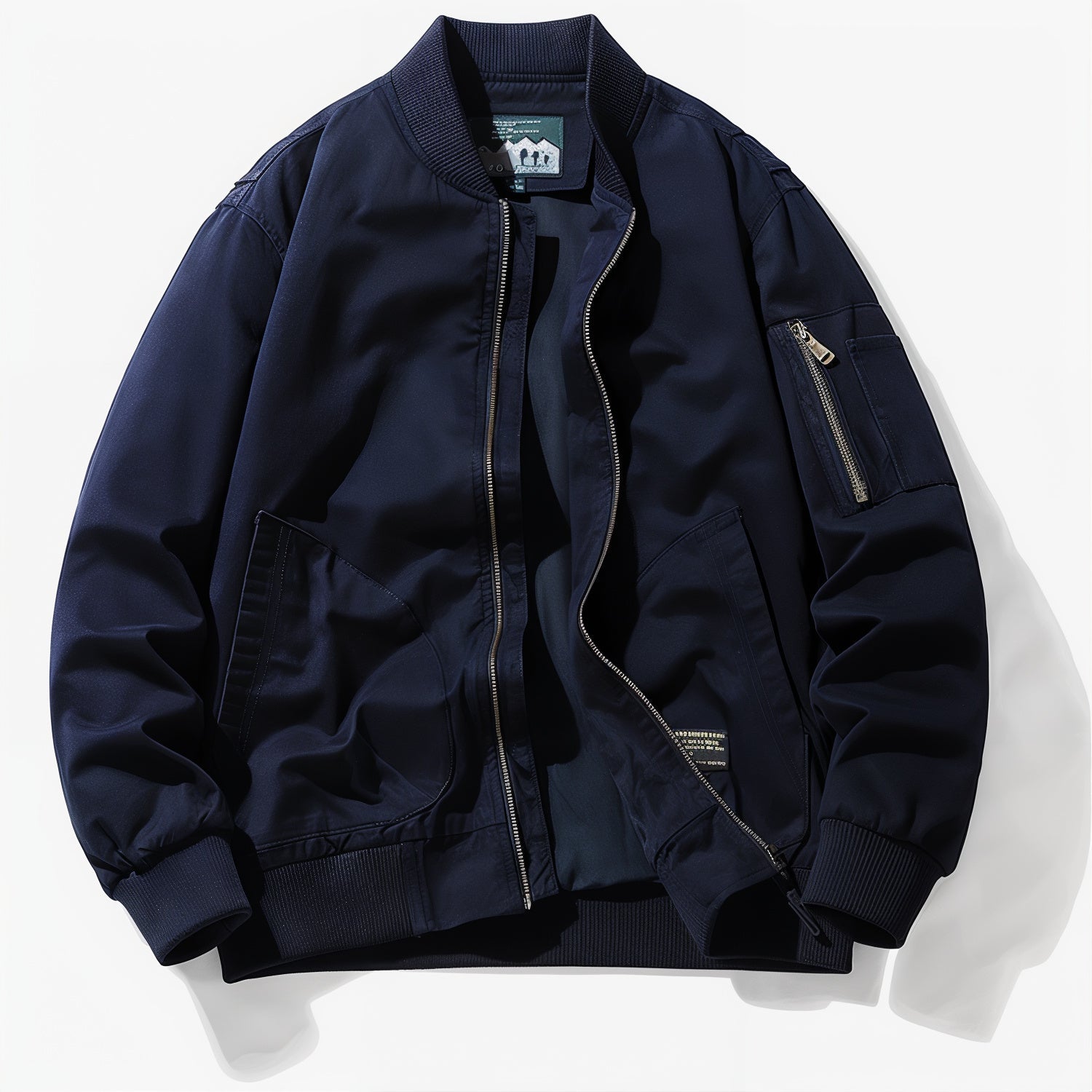 Collared Bomber Jacket Blue Men's Clothing