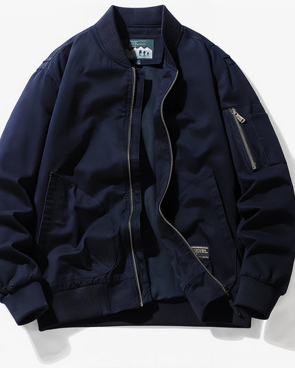 Collared Bomber Jacket Blue Men's Clothing