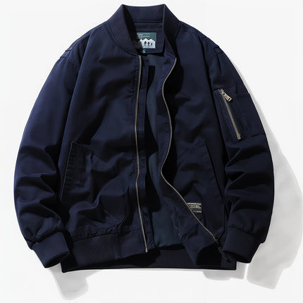 Collared Bomber Jacket Blue Men's Clothing