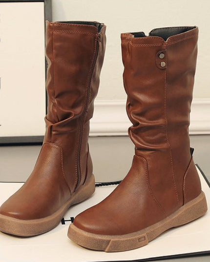 Waterproof Vegan Leather Winter Boots with Zipper Boots