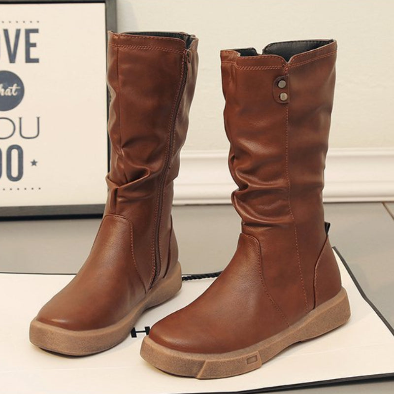 Waterproof Vegan Leather Winter Boots with Zipper Boots
