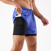 Men's 2-in-1 Quick-Dry Running Shorts with Phone Pocket Purple Blue Shorts