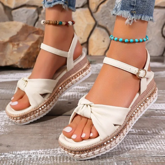 Isla™ - Buckle Strap Flat Sandals White Sandals