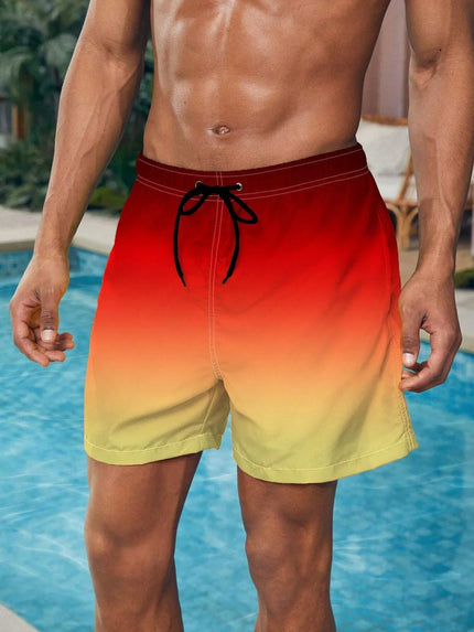 Men's Gradient Color Block Swim Trunks DKMAX259686 Shorts