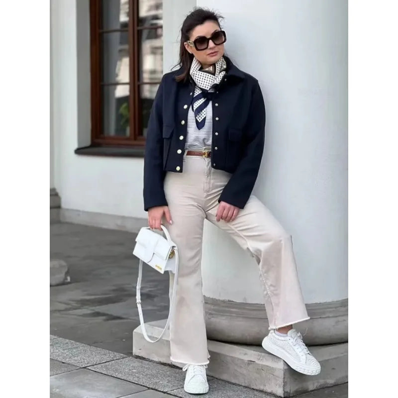 Chic Heather™ | Wool Cropped Jacket Coat