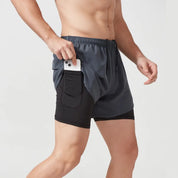 Men's 2-in-1 Quick-Dry Running Shorts with Phone Pocket Gray Shorts