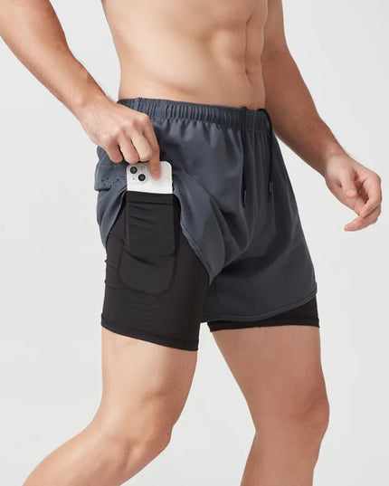 Men's 2-in-1 Quick-Dry Running Shorts with Phone Pocket Gray Shorts