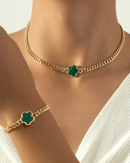 Lucky Four‑Leaf Clover Charm Set Necklace Jewelry Sets