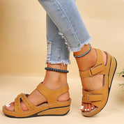 Elena™ – Summer Comfort Wedge Sandals Brown Sandals