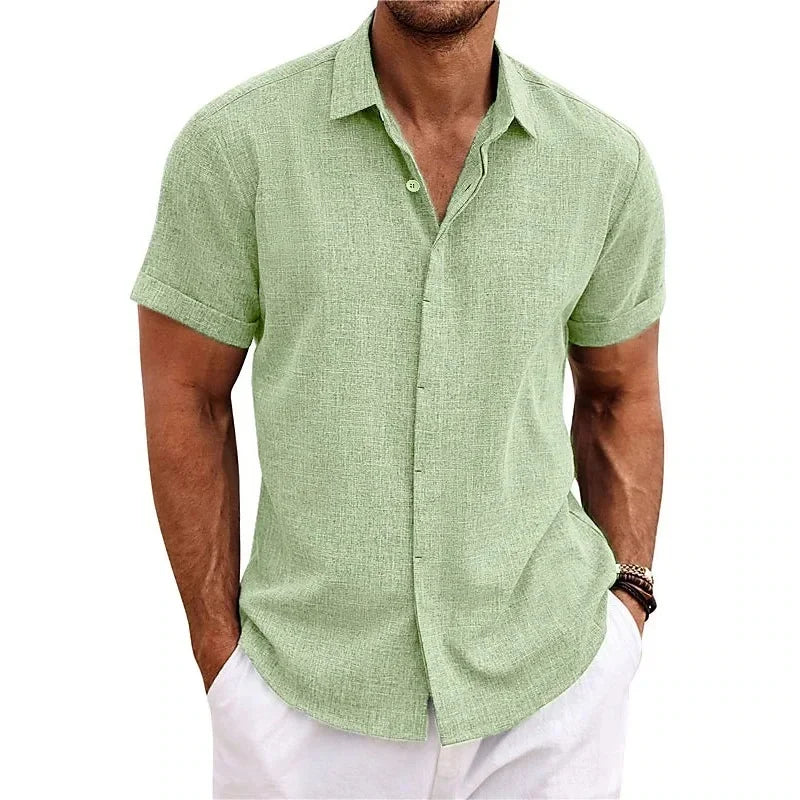 Men’s Luca Summer Linen Shirt Green Shirts