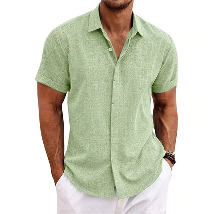 Men’s Luca Summer Linen Shirt Green Shirts