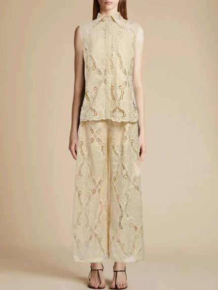 Talia™ | Lapel Embroidered Tummy-Tucking Suit Apricot Dresses