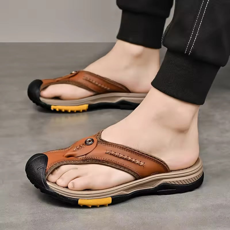 Samuel - Orthopedic Protective Toe Flip-flops Brown Shoes