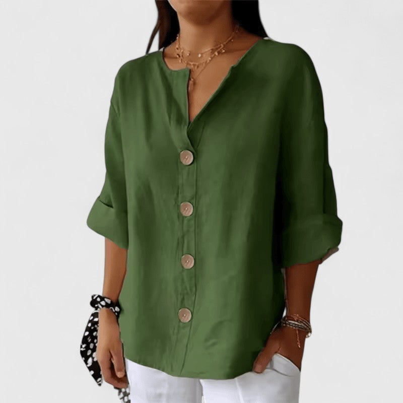 Cathlyn Elegant Women's Blouse Army Green Blouse