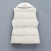 Elegant Layering Vest – Faux-Fur Collar Puffer Women's Jacket