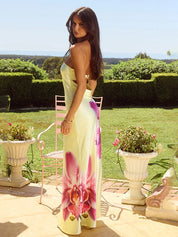 Lily Print Satin Strapless Maxi Dress Dresses