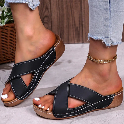 Mira™ - Criss-Cross Summer Sandals Black Sandals