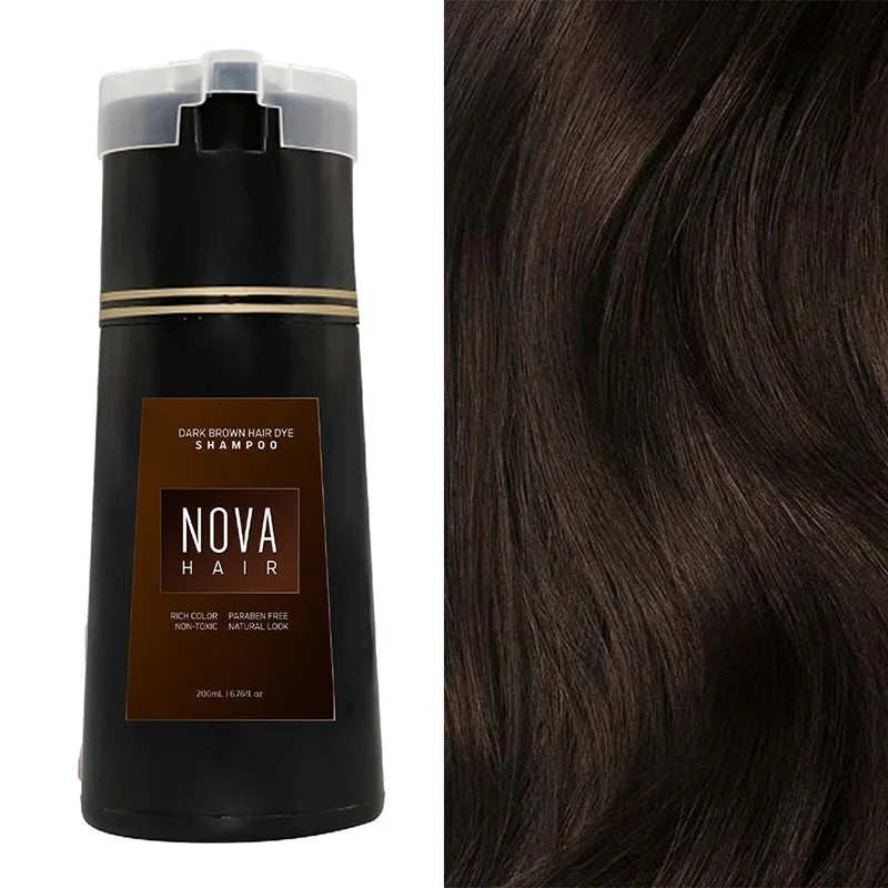 NovaHair Instant Dye Shampoo - Quick Color Refresh Dark brown (200ml) beauty