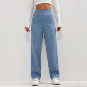 Brooklyn | Luxe High Waist Elastic Pants Blue PANT