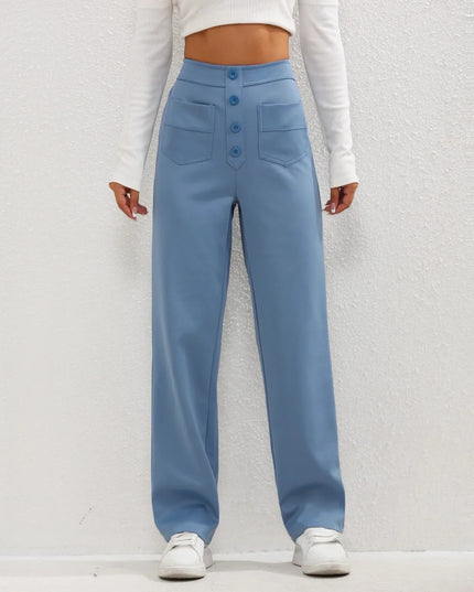 Brooklyn™ | Luxe High Waist Elastic Pants Blue PANT