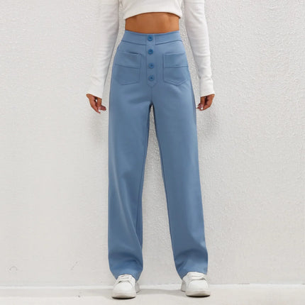Brooklyn™ | Luxe High Waist Elastic Pants Blue PANT
