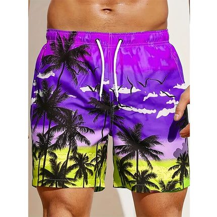 Men's 3D Coconut Tree Print Beach Shorts DK2024WF1543 Shorts