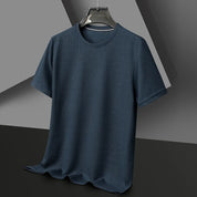 Men’s Summer Waffle Knit Round Neck T-Shirt – Lightweight Casual Tee Navy Blue Men T-Shirts
