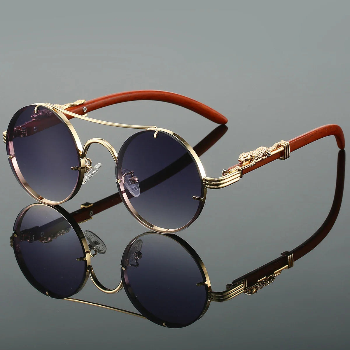 "Panther" Vintage Sunglasses – UV400 Unisex Retro Oval Eyewear Deep Grey Sunglasses