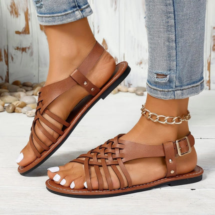 Sophie™ – Retro Cross-Strap Sandals Brown Sandals