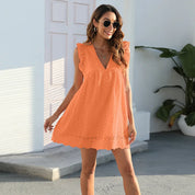 Divine™ | Luxury Lace Romper Dress Orange Dresses