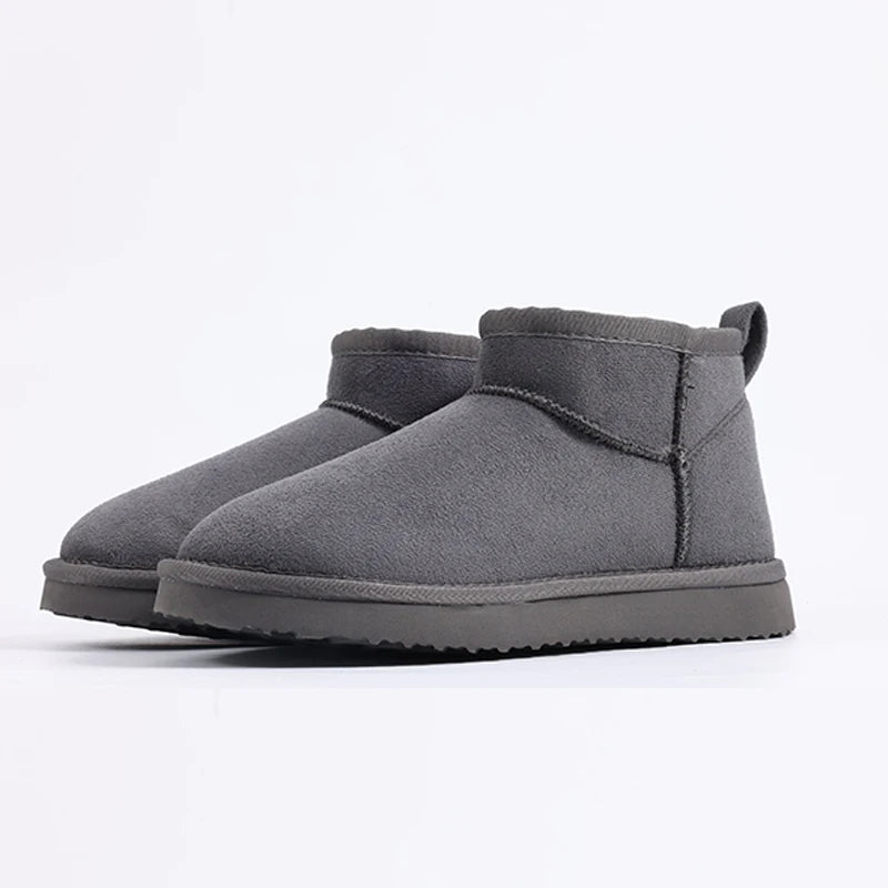 Warm Fuzzy Snow Boots for Winter Grey Fuzzy Snow Boots