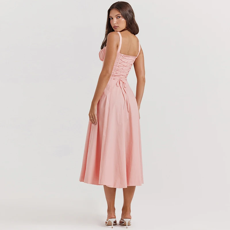 Lace-Up Floral Summer Dress Dresses