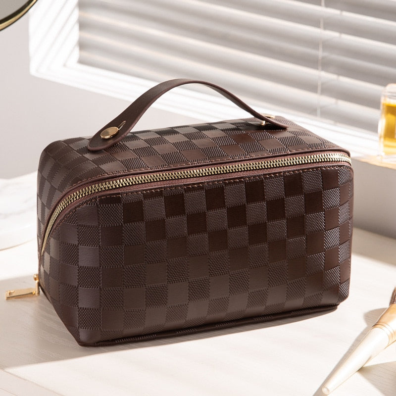 Boho Luxury Checkered Makeup Bag Cosmetic Bag