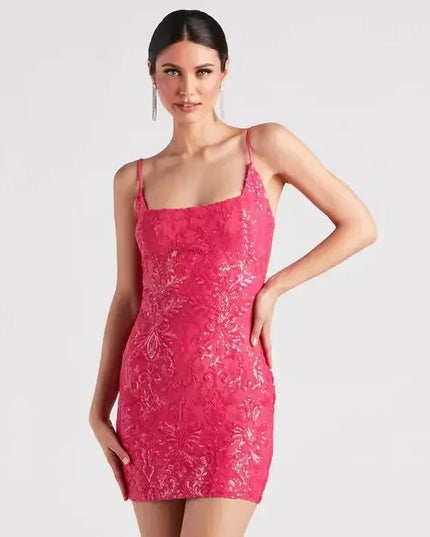 Marilyn | Sequin Mini Dress Rose Dresses