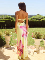Lily Print Satin Strapless Maxi Dress Dresses
