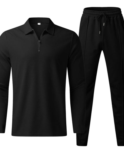 Men's Full-Zip Tracksuit Set Black Tracksuit