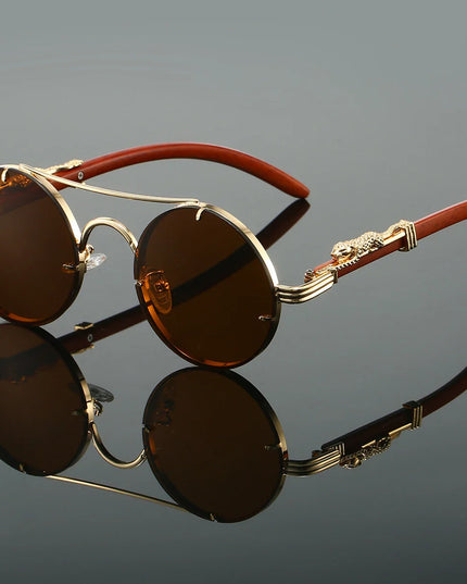 "Panther" Vintage Sunglasses – UV400 Unisex Retro Oval Eyewear Brown Sunglasses